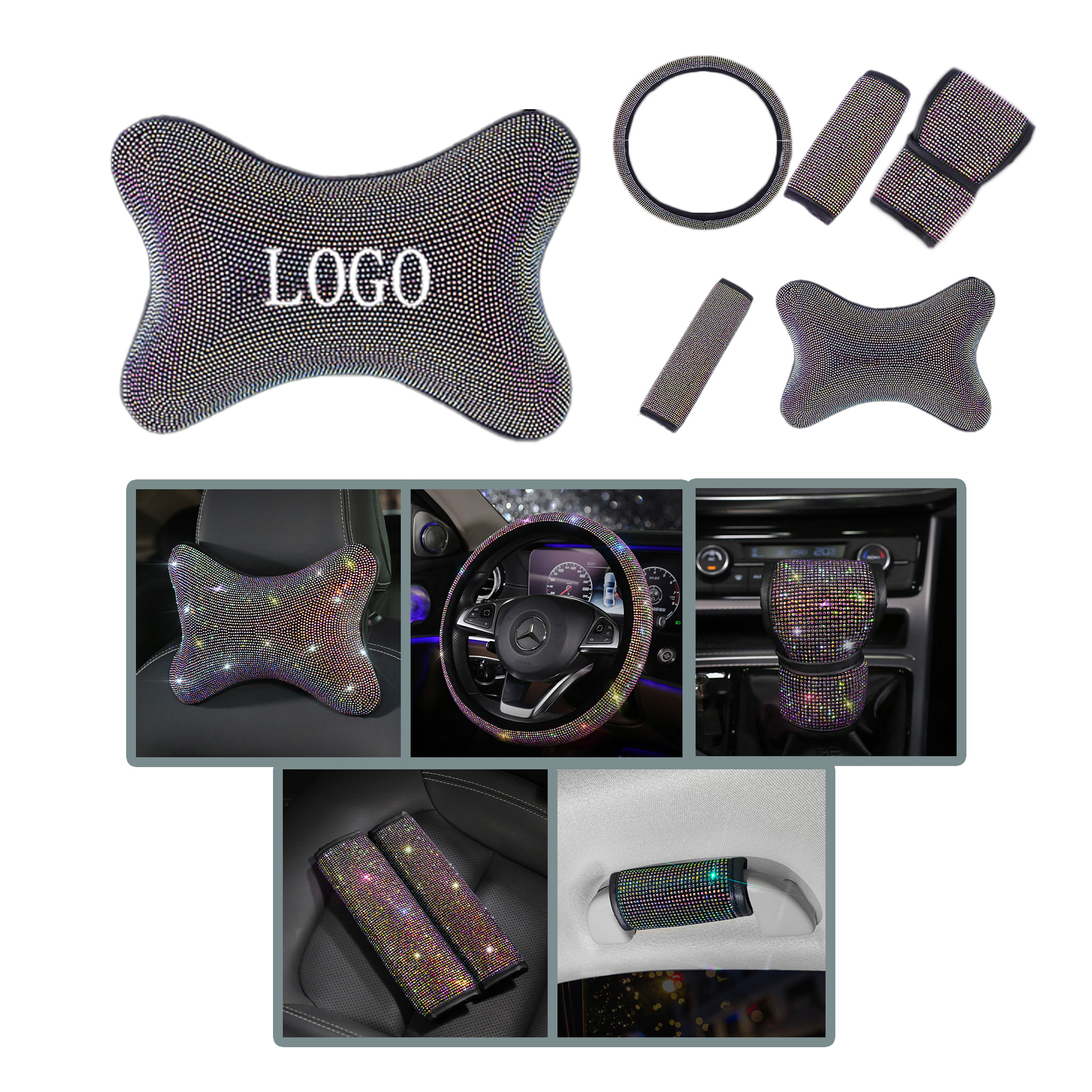 PU103 Gypsophila diamond car interior set