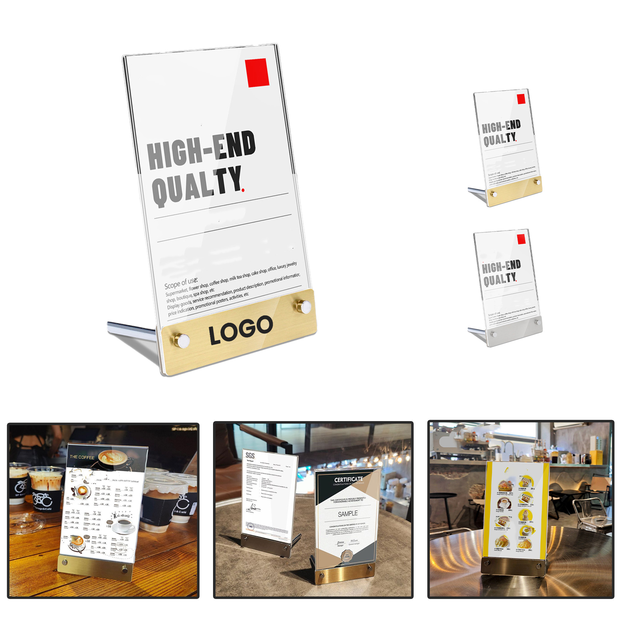 PU152 Metal Base Acrylic Certificate and Award Display Board