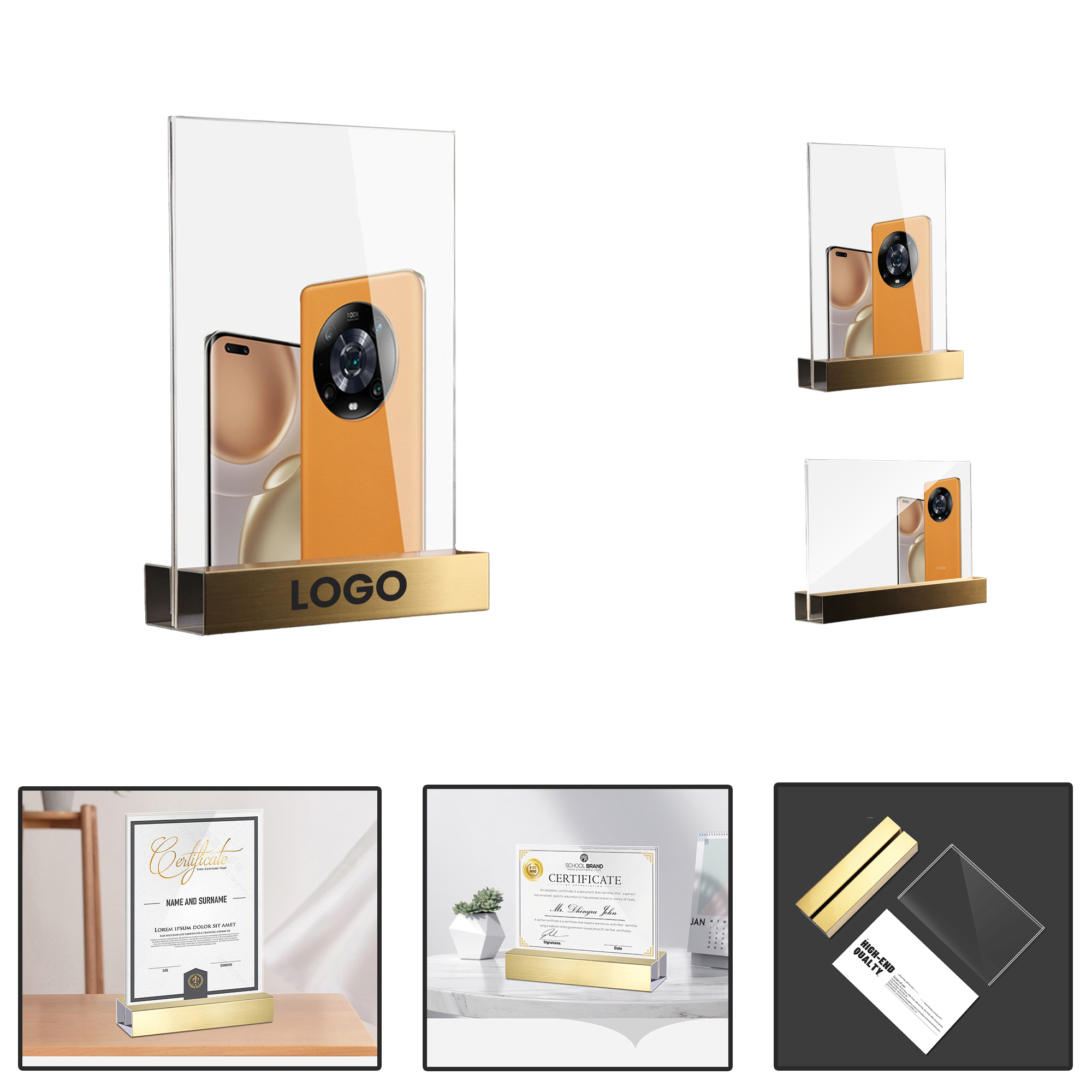 PU154 Metal Table Sign with Square Base Display Stand