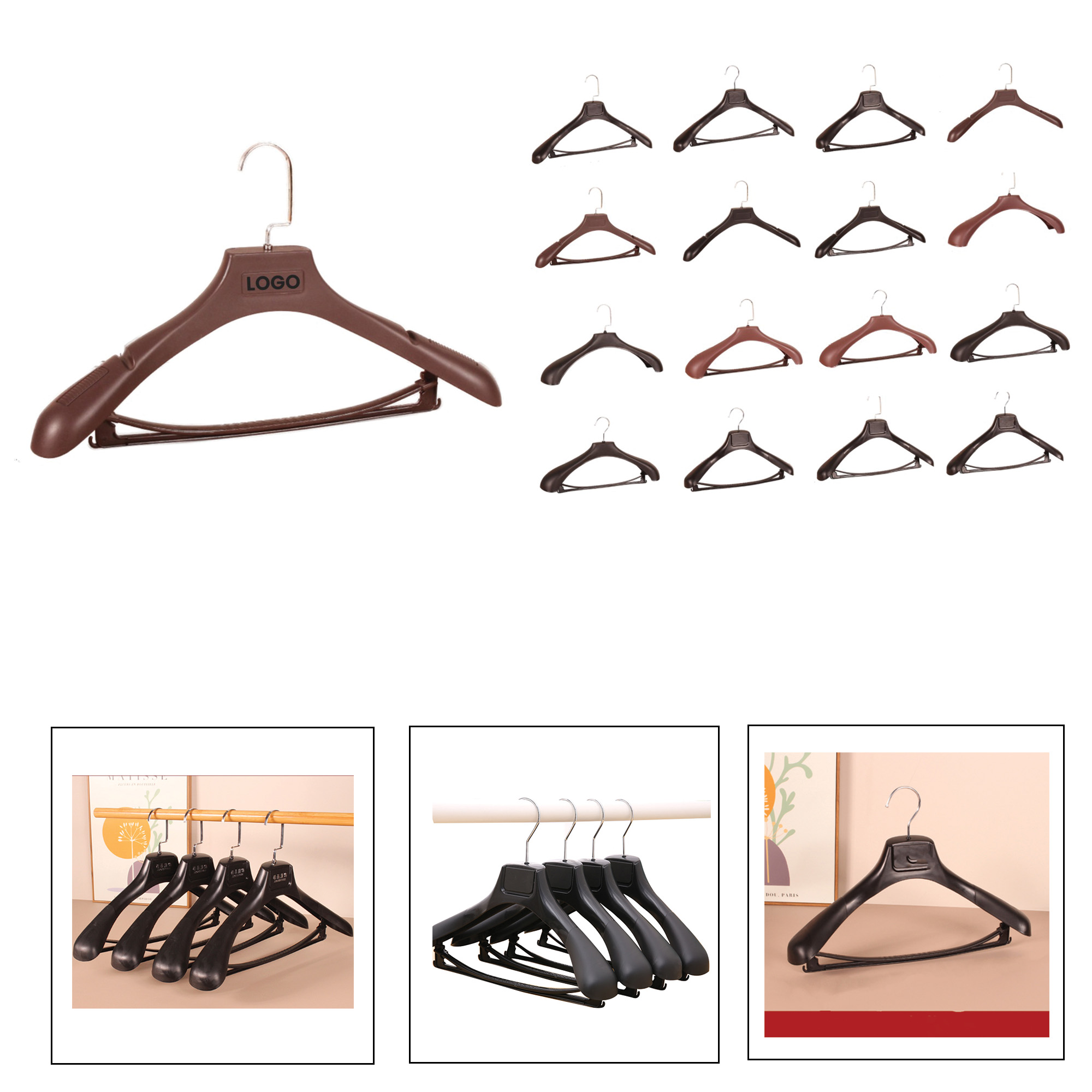 PU159 Non-slip Seamless Plastic Coat Hanger for Clothing Stores, Suit Hanger, Home Clothes Hanger 