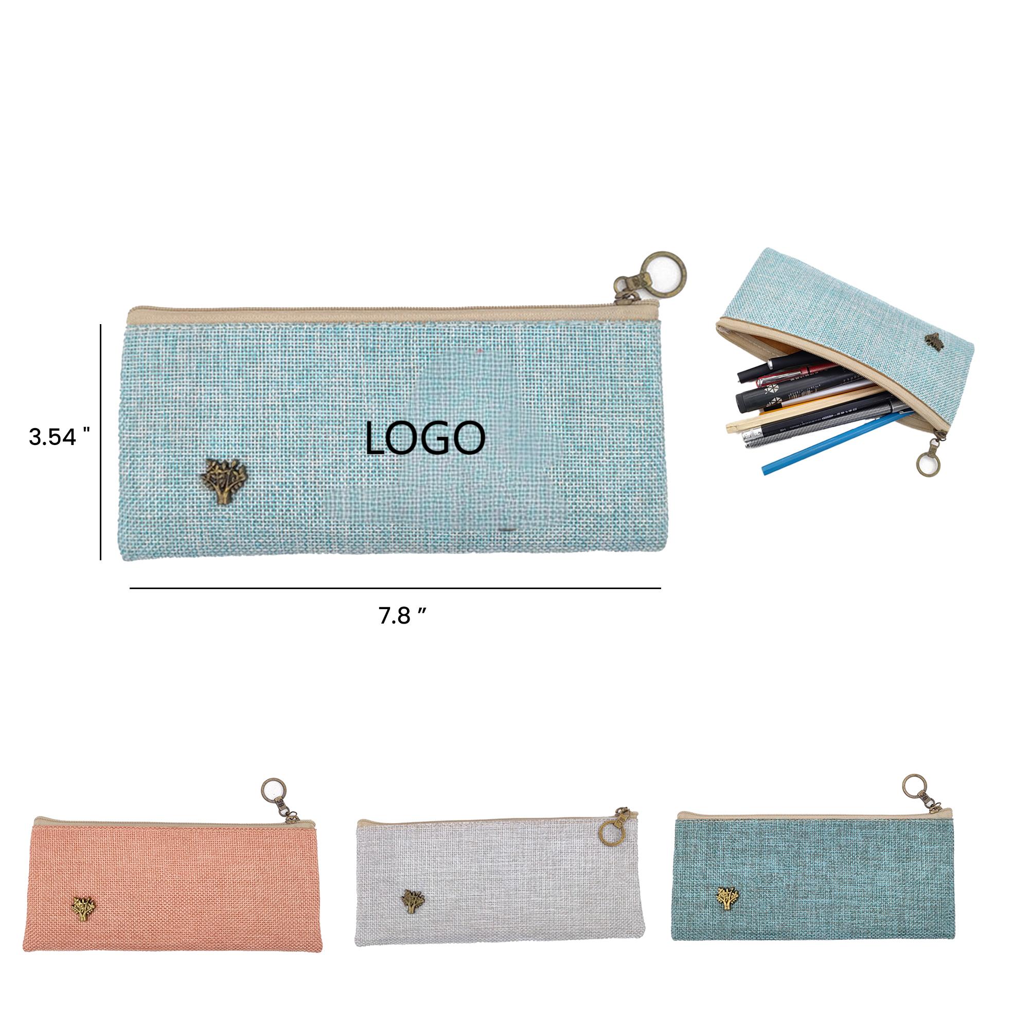 PU177 Cotton and Linen Zippered Pouch 7.8 " x 3.54 "